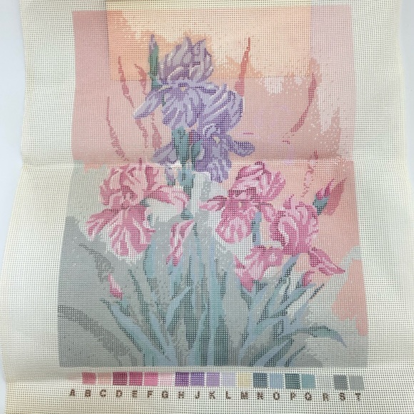 Vtg Elsa Williams Needlepoint Canvas, No. 23343, IRIS FANTASY, Hand Printed - Picture 2 of 8